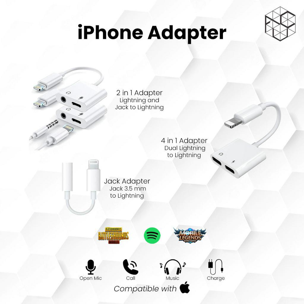 Jual Adapter Lightning Jack 3.5 MM Audio Converter Splitter Charging