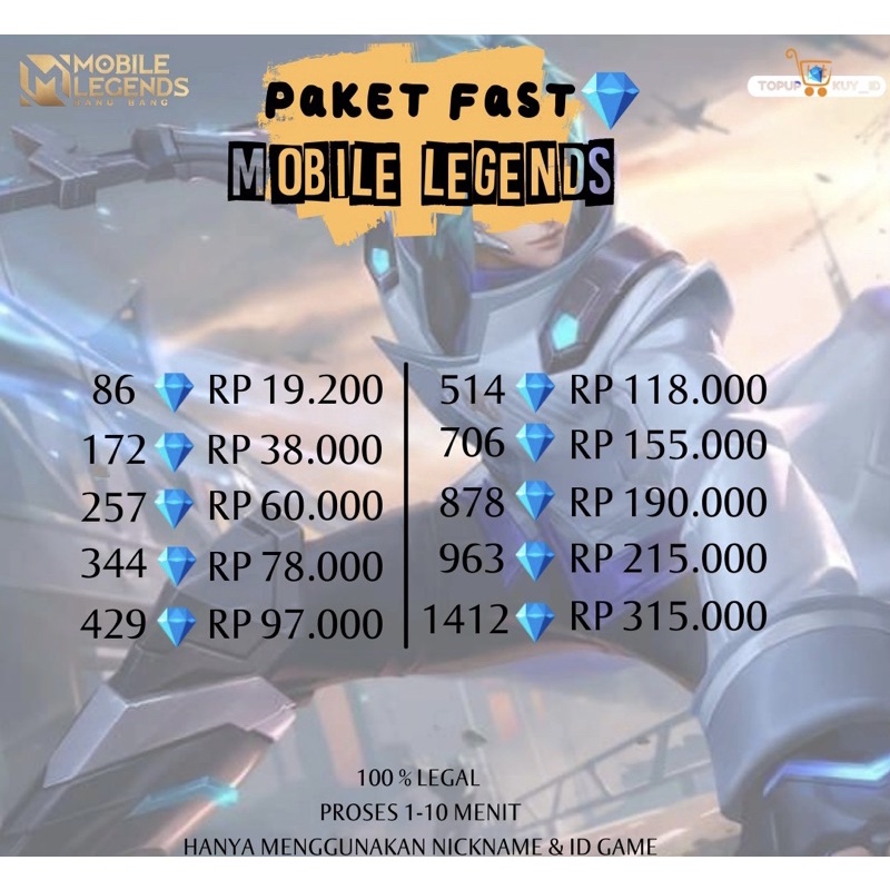 Jual TOP UP PAKET FAST DIAMOND ML | Shopee Indonesia