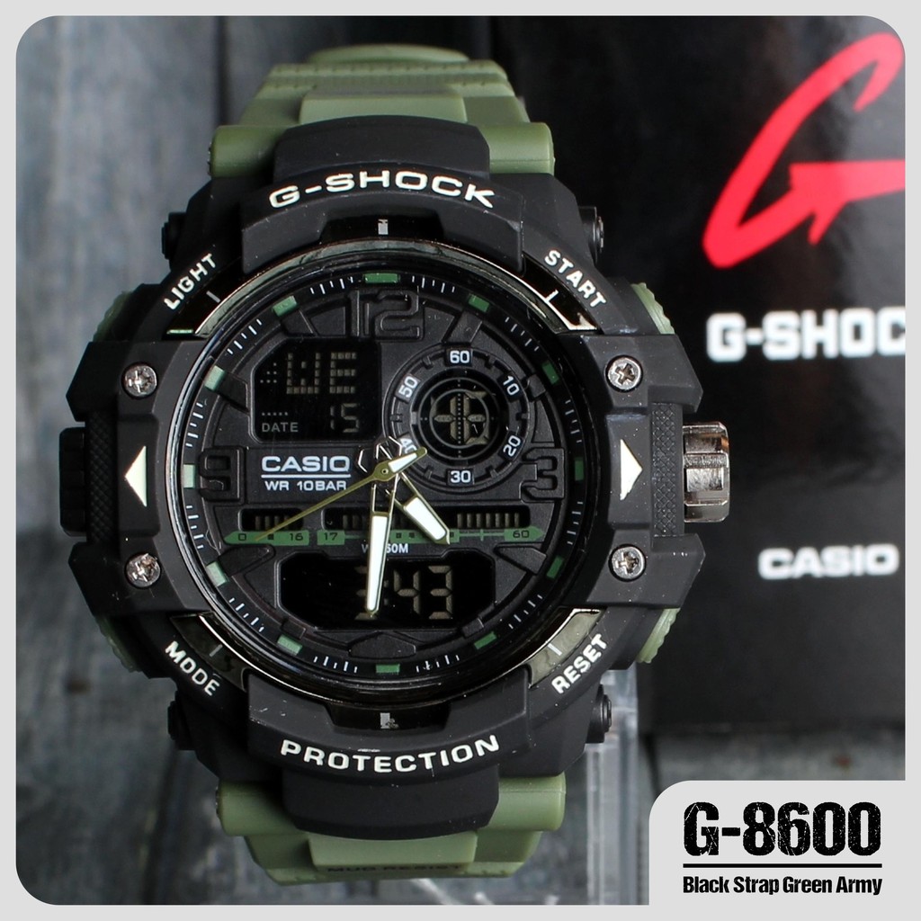 Jual Jam Casio G Shock G8600 Black Strap Green Army Grade Original Digital Analog Timepieces GW8600 Shopee Indonesia