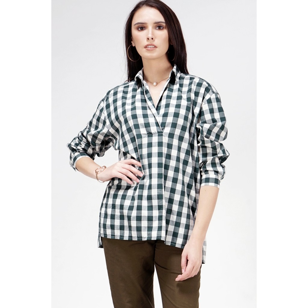 Bodytalk Green Neck Tie Blus Wanita