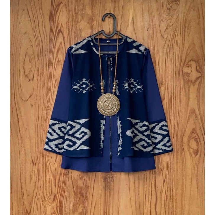 Jual Blouse tenun mix toyobo resleting jaket baju tenun jepara