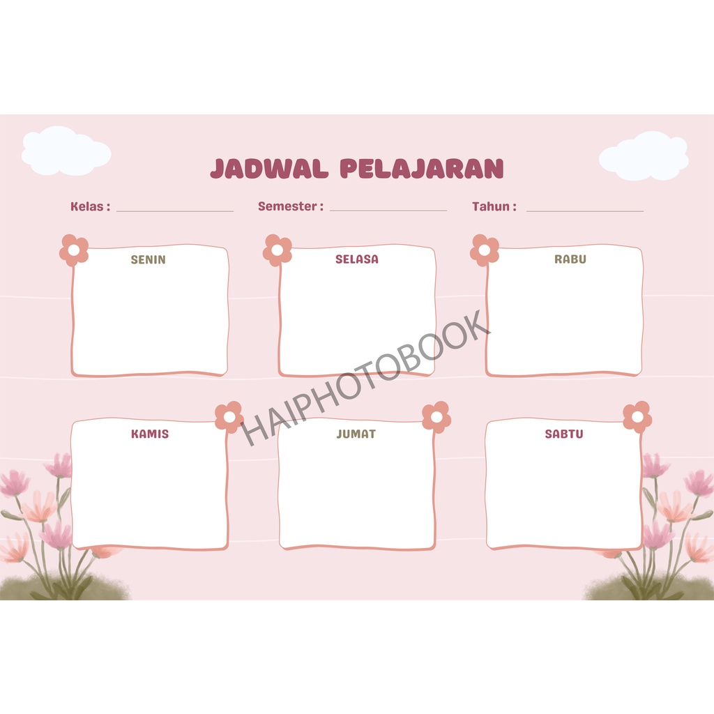 Jual JADWAL PELAJARAN ANAK / SCHOOL TIMETABLE / POSTER PELAJARAN / WiPE ...
