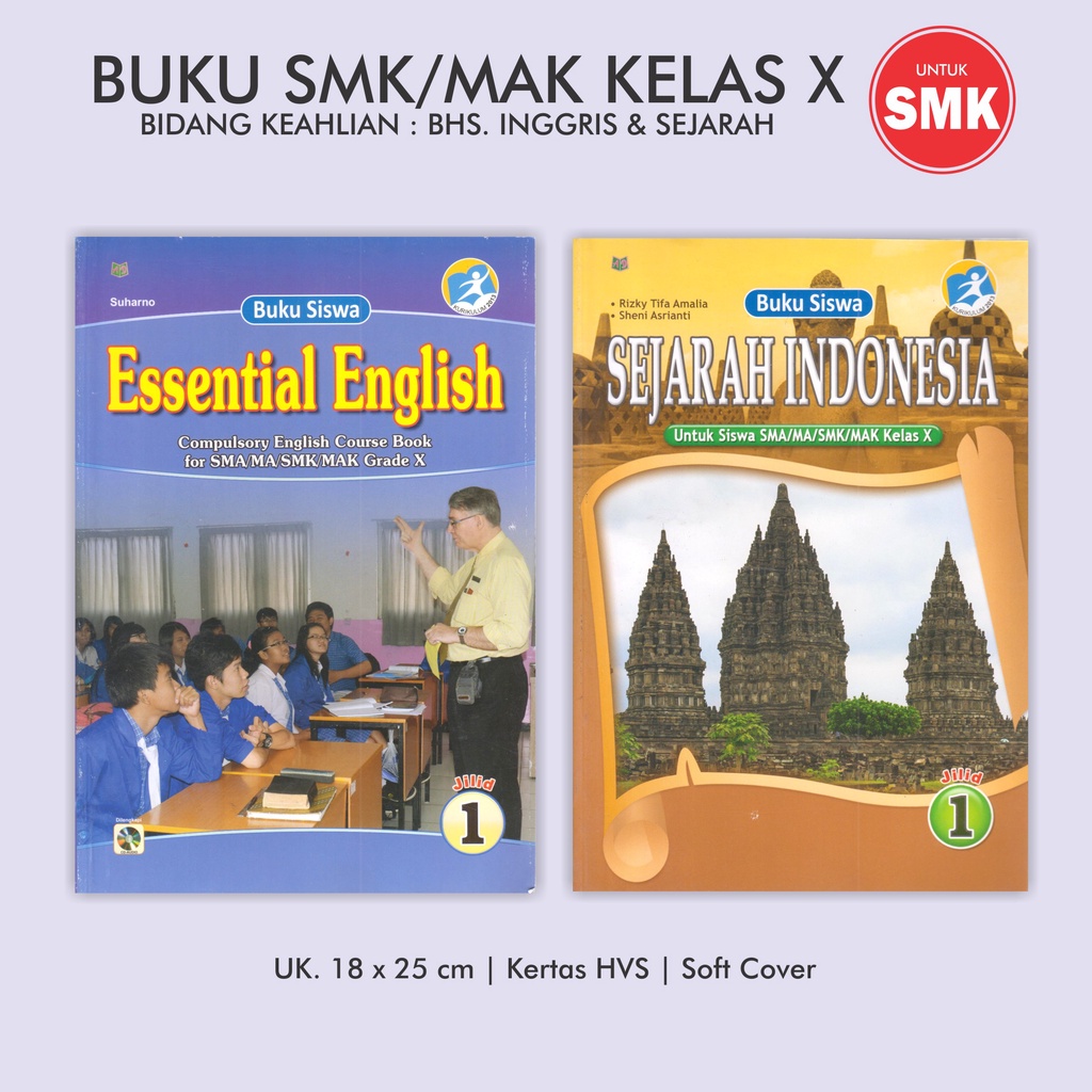 Jual Buku Smk Kelas X Essential English Dan Sejarah Indonesia Shopee