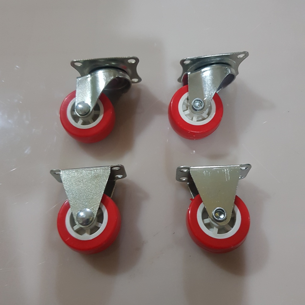 Jual Roda pu Merah 2 inch (2muter 2lurus ) | Shopee Indonesia