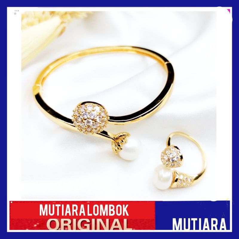Jual set perhiasan gelang cincin mutiara lombok asli mutiara air tawar ...