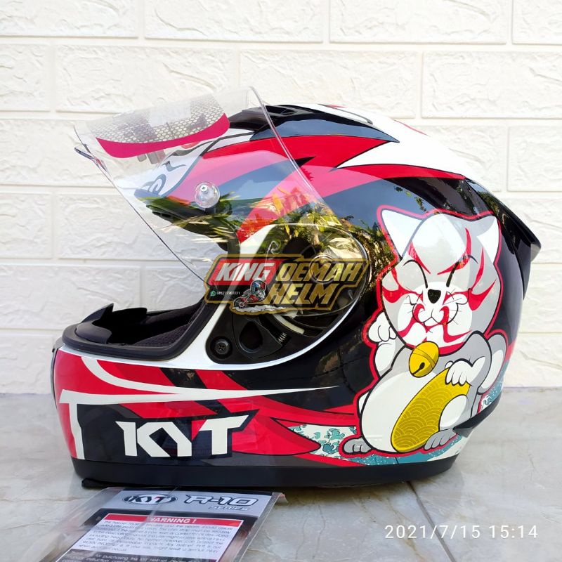 Jual Helm Kyt R Kabuki Cat White Red Flat Visor Clear Helm Kyt R