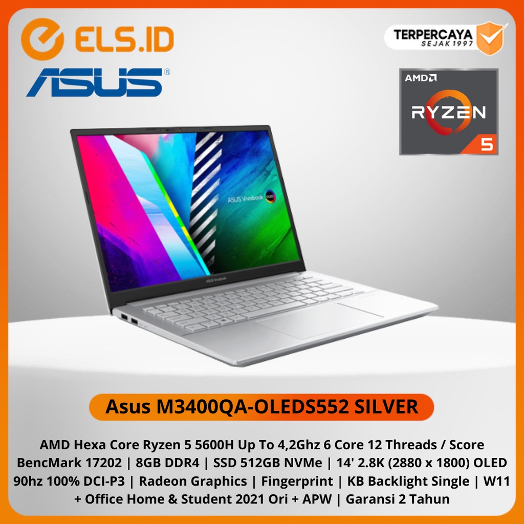 Jual Laptop Asus M3400QA-OLEDS552 SILVER | Shopee Indonesia