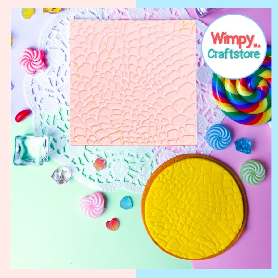 Jual Texture Tiles Motif Batu Fondant Clay Coklat Cetakan Texture Sheet