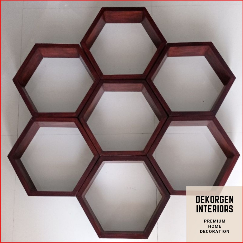 Jual Rak Dinding Hexagonal Hiasan Dinding Hexagon Set 6pcs Rak Bunga ...
