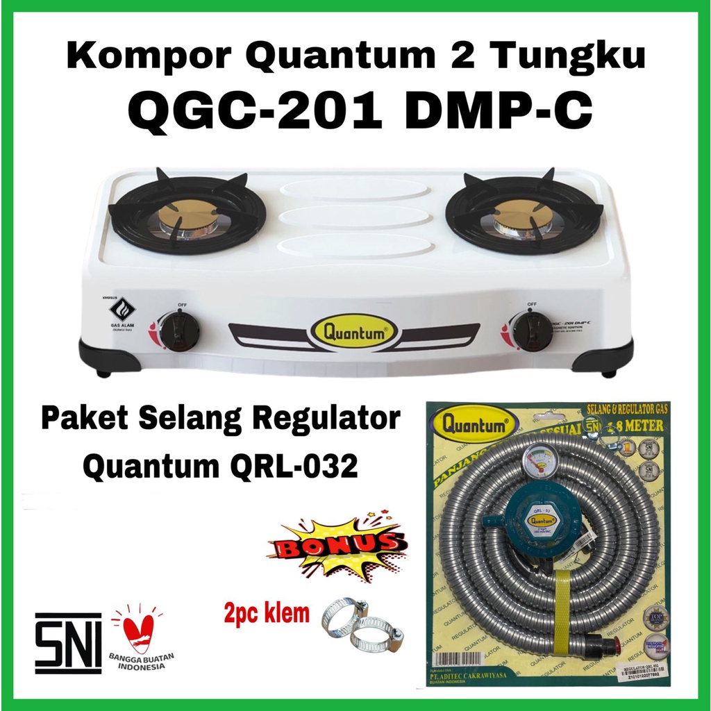 Jual Paket Kompor Gas Quantum 2 Tungku QGC201 DMPC Free Regulator