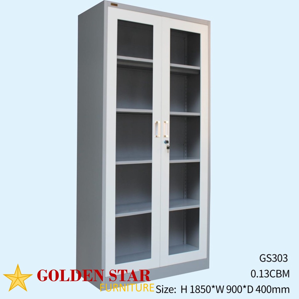 Jual Lemari Arsip / Rak Buku Besi File Cabinet Kaca Impor Golden ...