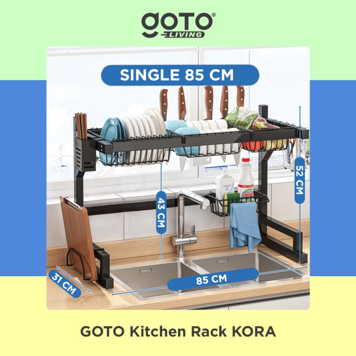 Jual Goto Kora Kitchen Rack Rak Piring Bumbu Dapur Portable Minimalis ...