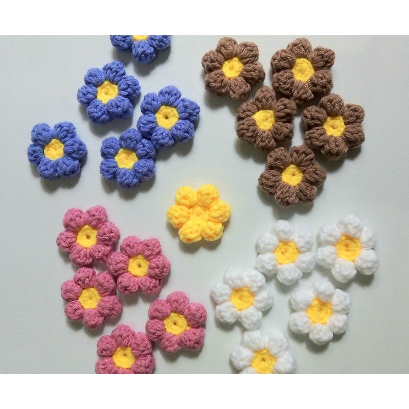 Jual Aplikasi bunga rajut puff milk cotton (Harga satuan) | Shopee ...
