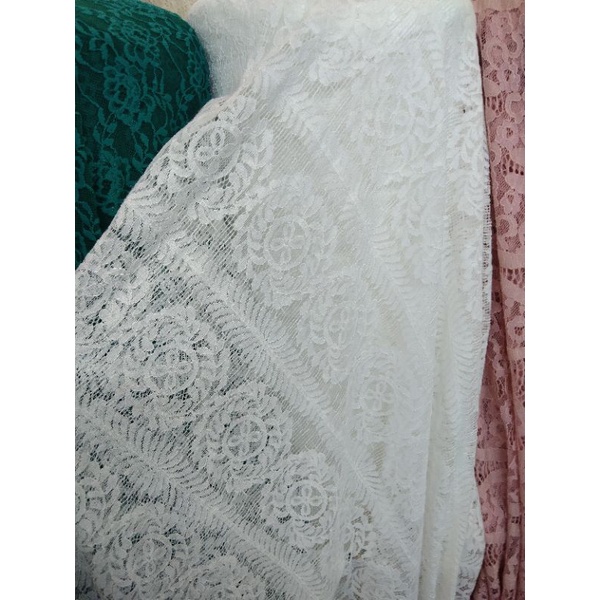 Jual bahan kain brukat katun garment putih Bw | Shopee Indonesia