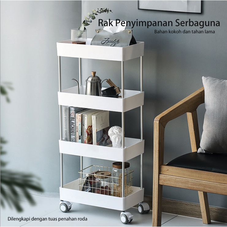 Jual 【ZEN】Rak Penyimpanan Serbaguna Rak Lantai Beroda Rak Ruang Tamu ...