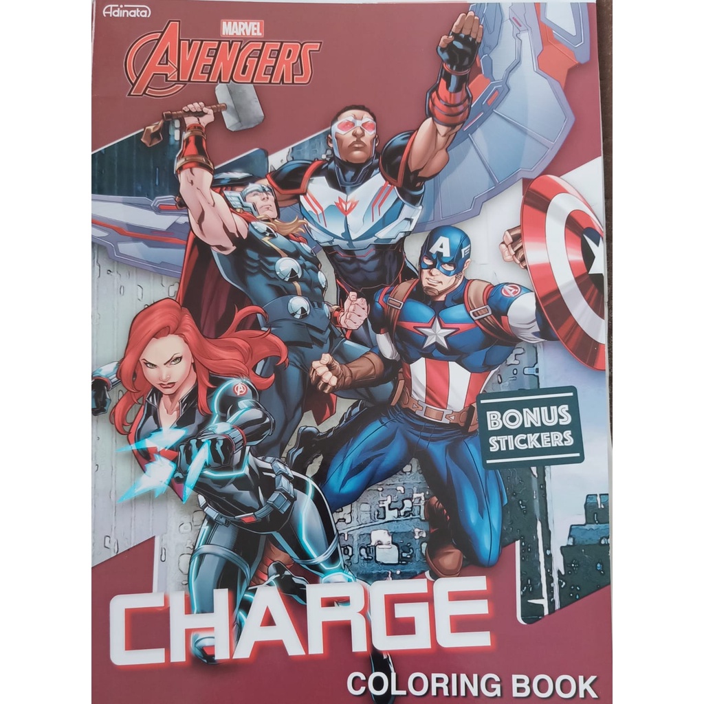 Jual Buku Mewarnai/ Coloring Book Marvel Avengers " Charge"+ Bonus