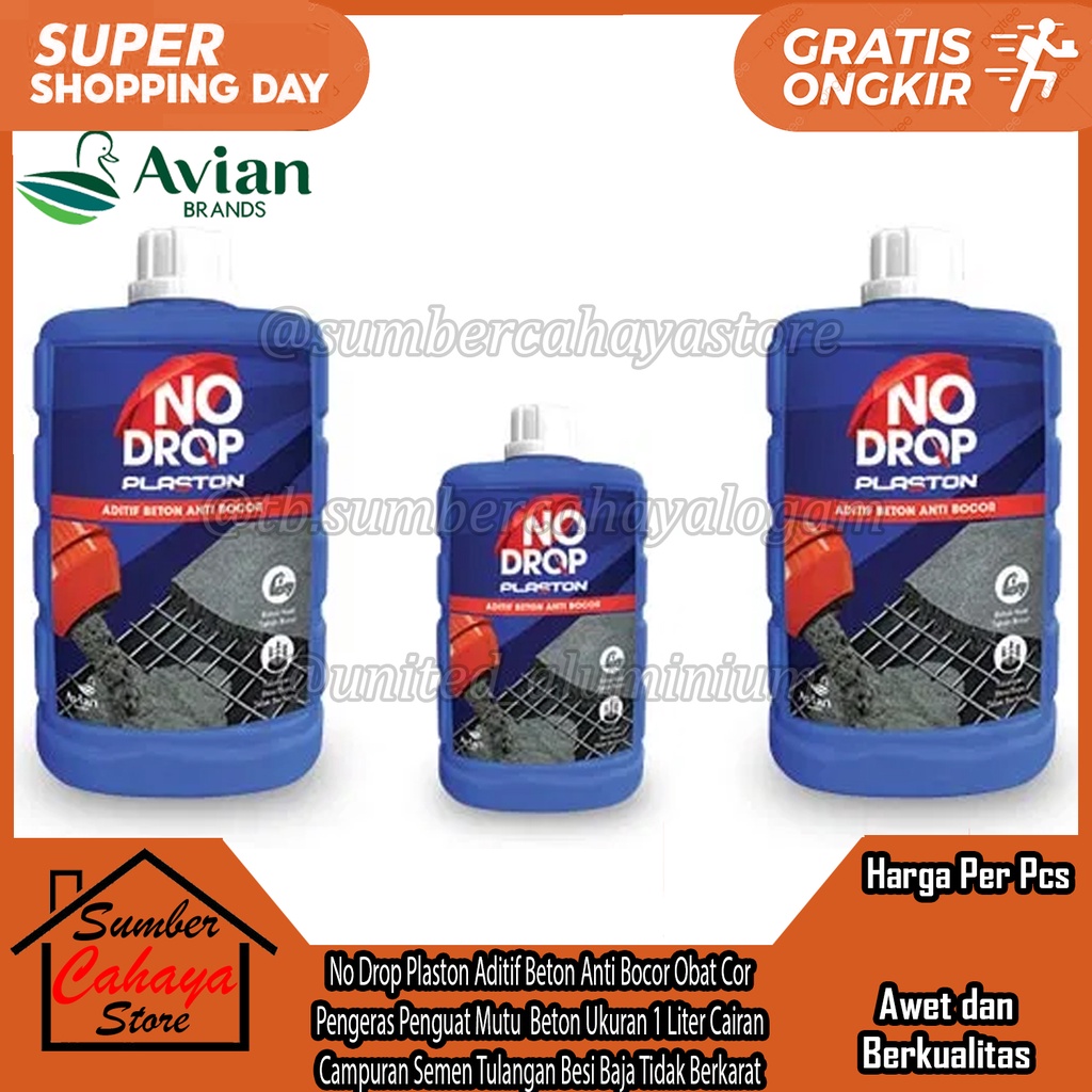 Jual No Drop Plaston Aditif Beton Anti Bocor Avian Brands Obat Cor Pengeras Penguat Mutu Beton