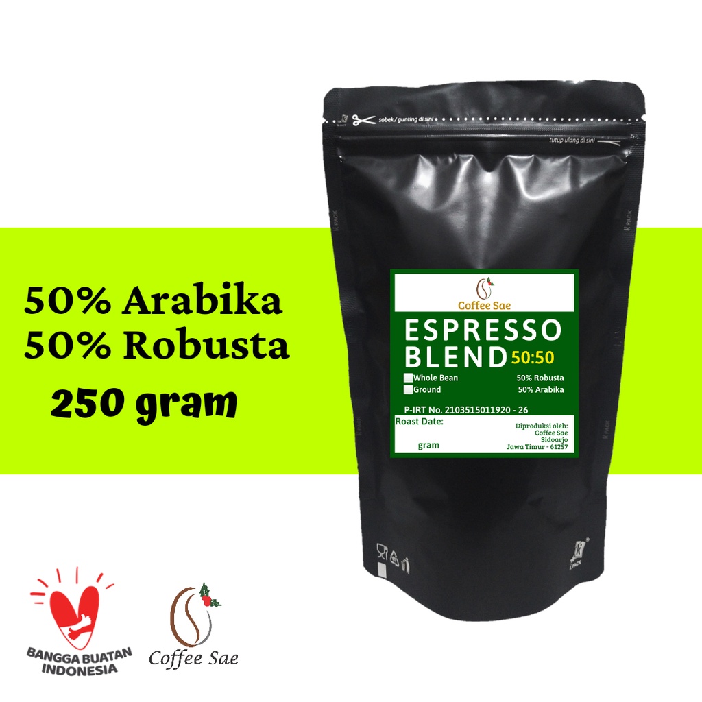 Jual KOPI ESPRESSO BLEND 250GRAM Biji Atau Bubuk Robusta Dan Arabika 50 ...