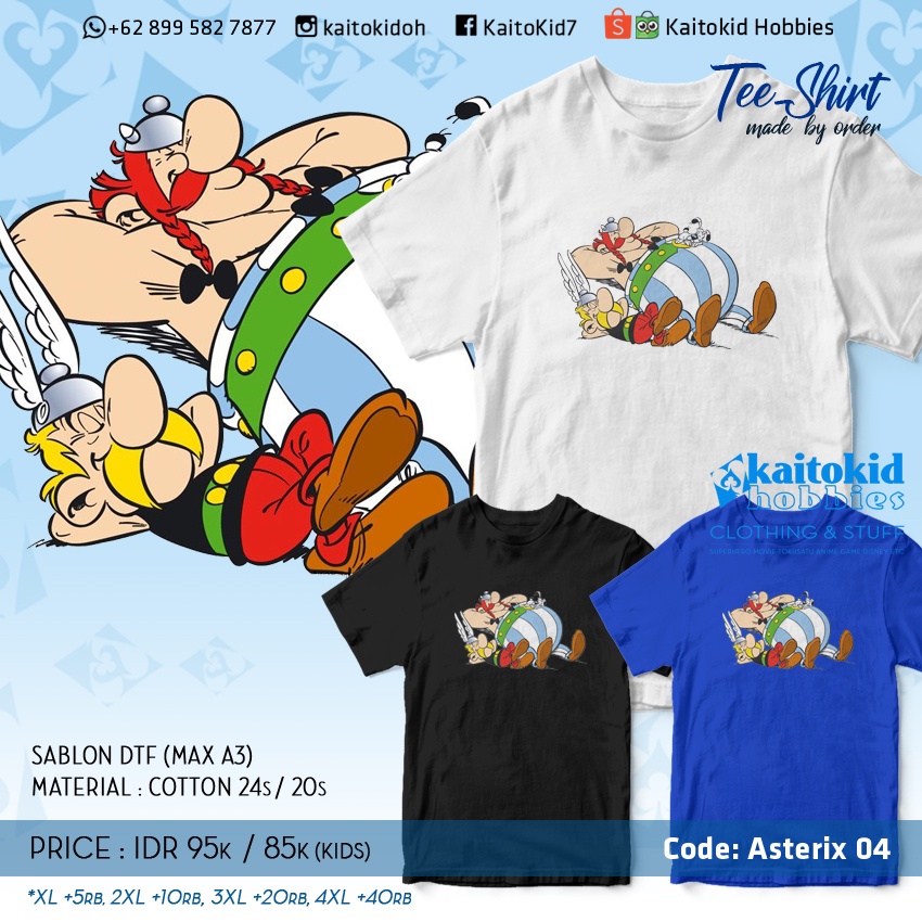 Jual Kaos ASTERIX OBELIX Tidur Sleep tshirt Komik jadul bisa custom