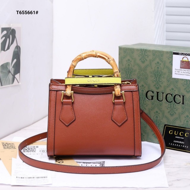 Tas Gucci Bamboo Diana Mini Tote Bag Include Box Gucci T655661 Platinum