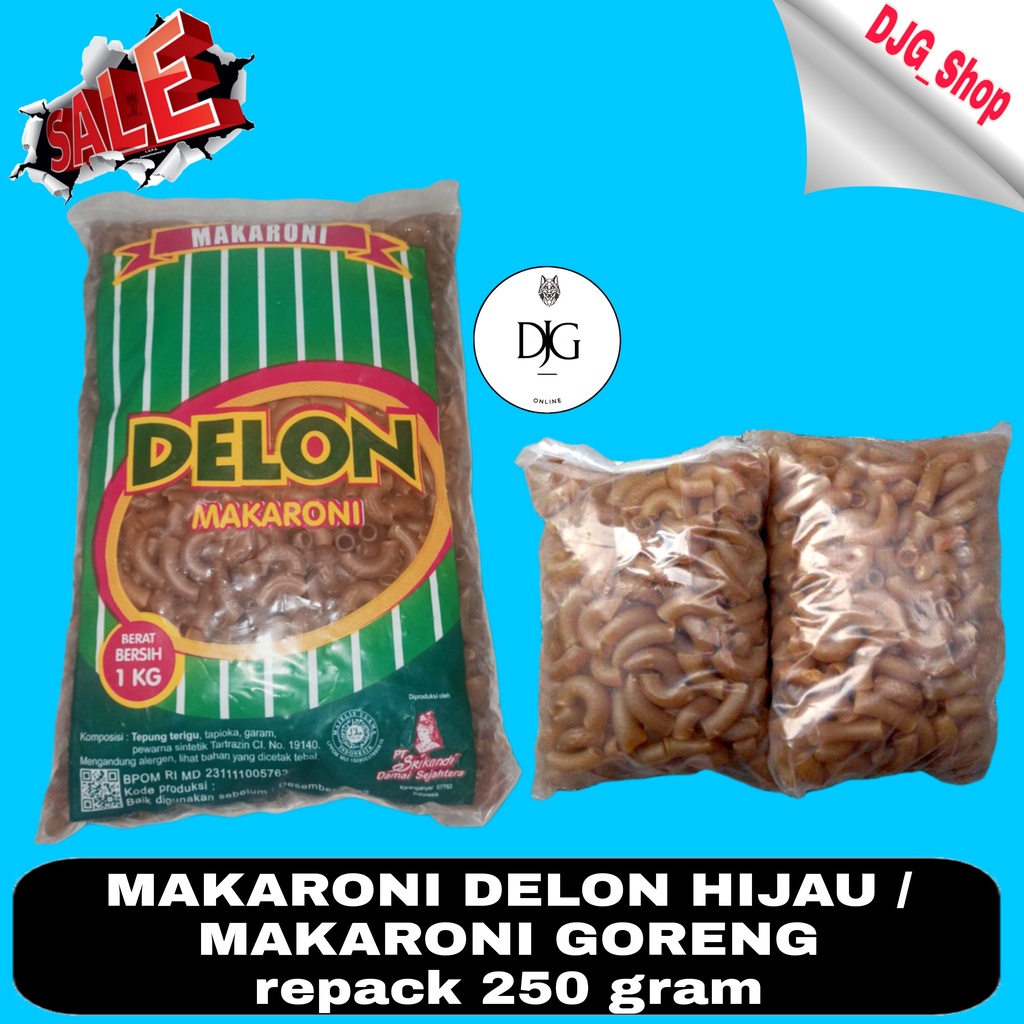 Jual Makaroni Delon Hijau Makaroni Mentah Mengembang Repack Gram