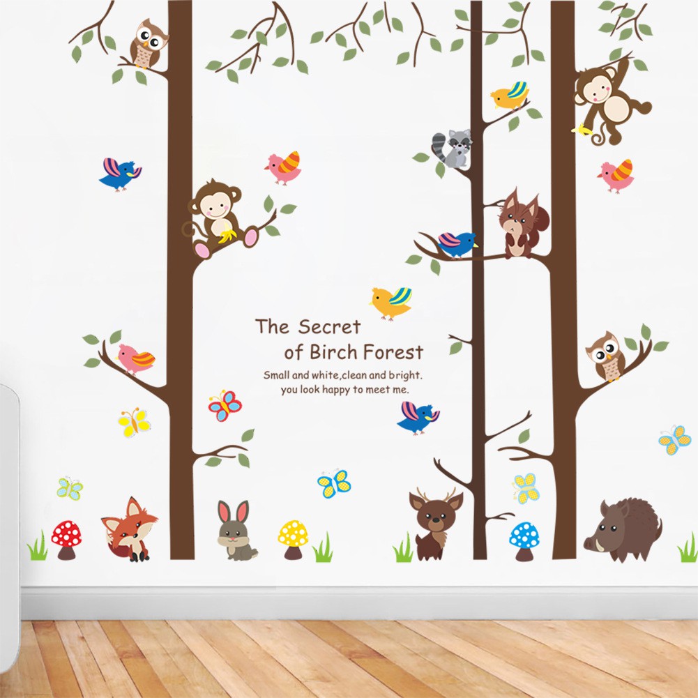 Jual Reliza Wall Sticker Pohon Hewan The Secret Of Birch Forest Tree ...
