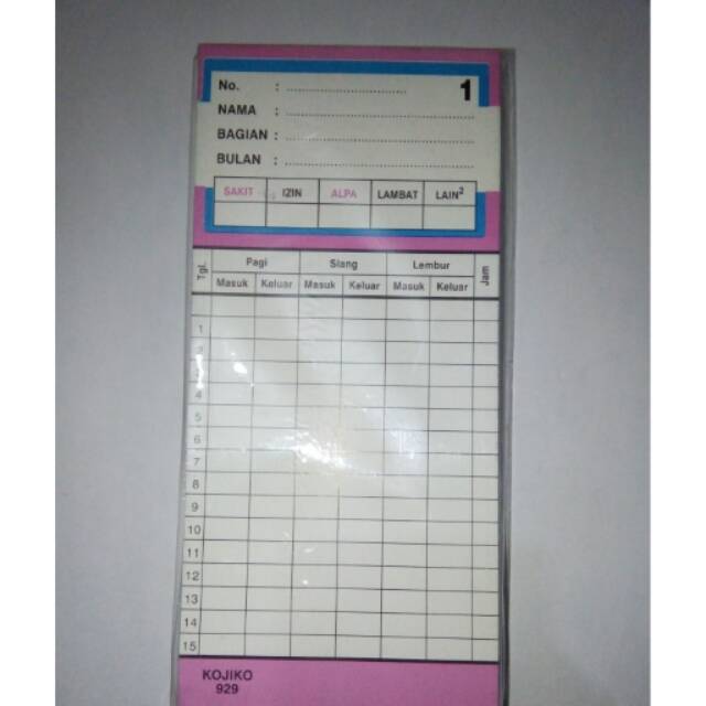 Jual Kartu absen / absensi | Shopee Indonesia