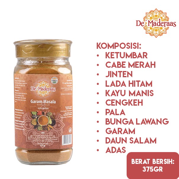 Jual De Maderaas Curry Powder Garam Masala 375 gram | Shopee Indonesia
