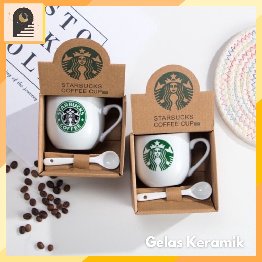 Jual Either Id Cangkir Keramik Starbucks Set Sendok Kramik Gelas Starbucks Set Sendok Keramik