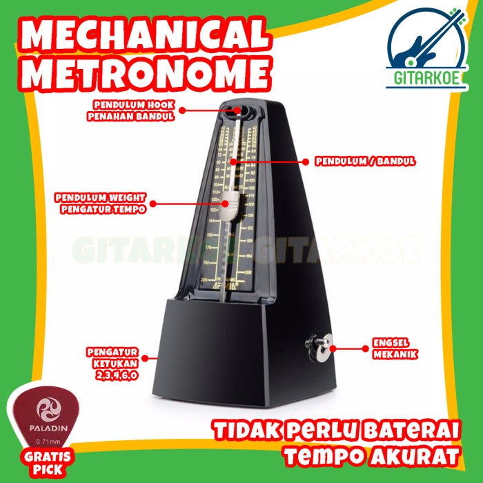 Jual Metronome Mekanik Tempo Musik / Mechanical Metronome Gitar Piano ...