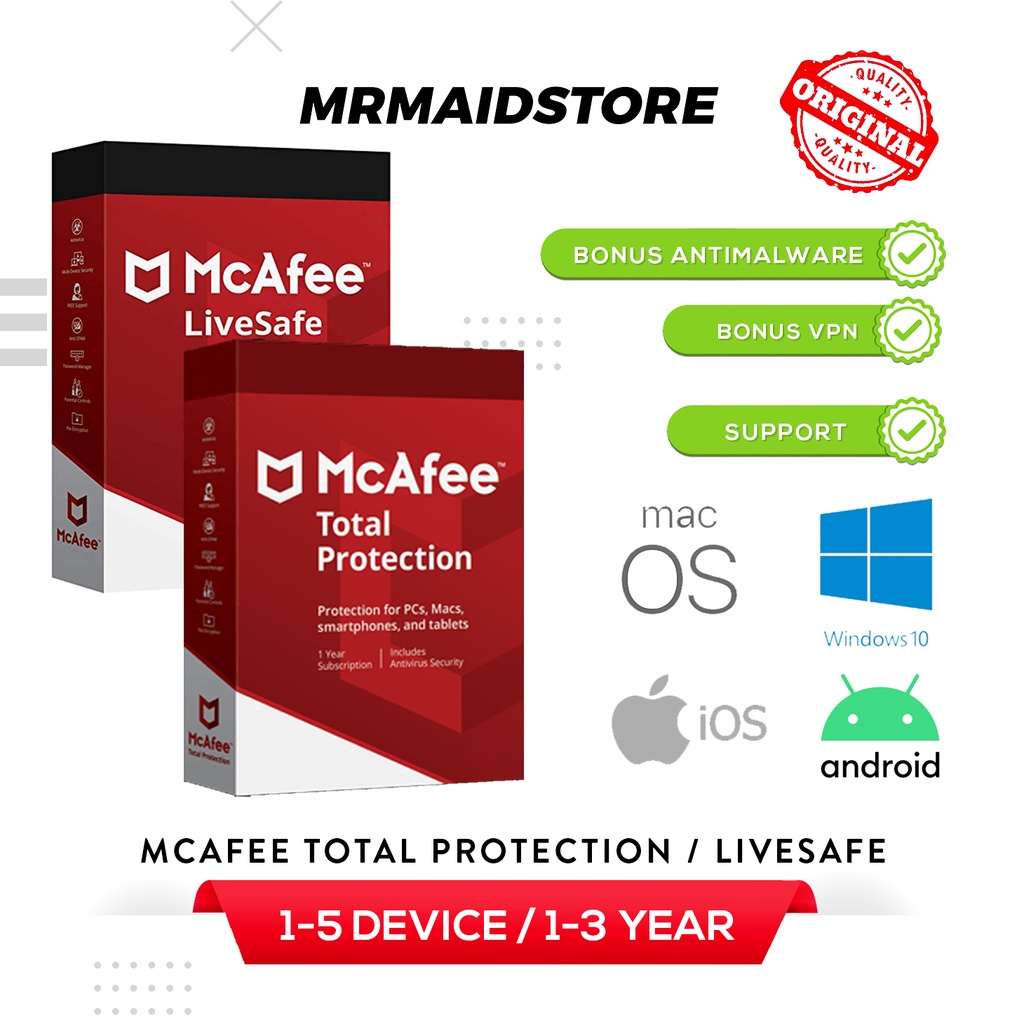 Jual McAfee Total Protection / McAfee Livesafe Subscription ORIGINAL ...