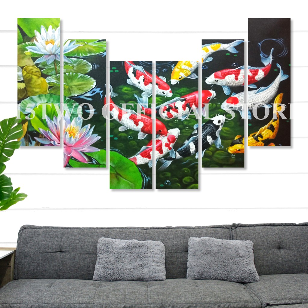 Hiasan Dinding Ruang Tamu 1 SET IKAN KOI 6 PCS Dekorasi Dinding Kamar, Pajangan Dinding Ruangan Rumah, Dekorasi Rumah, Wall Decor, Lukisan Dinding, Pigura kayu