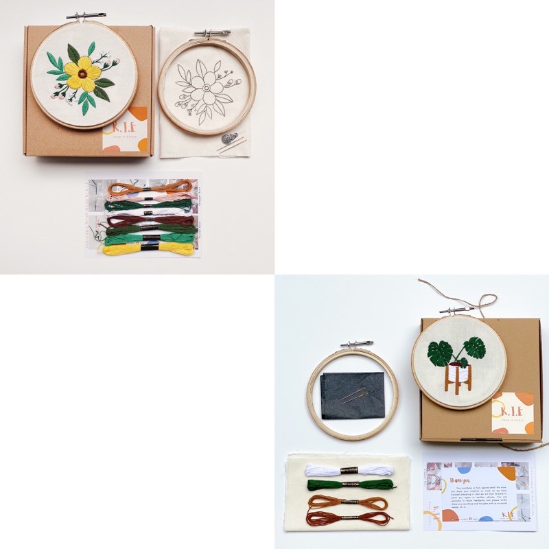 Jual EMBROIDERY KIT PACKAGE FLOWER/ Paket sulam untuk pemula / paket