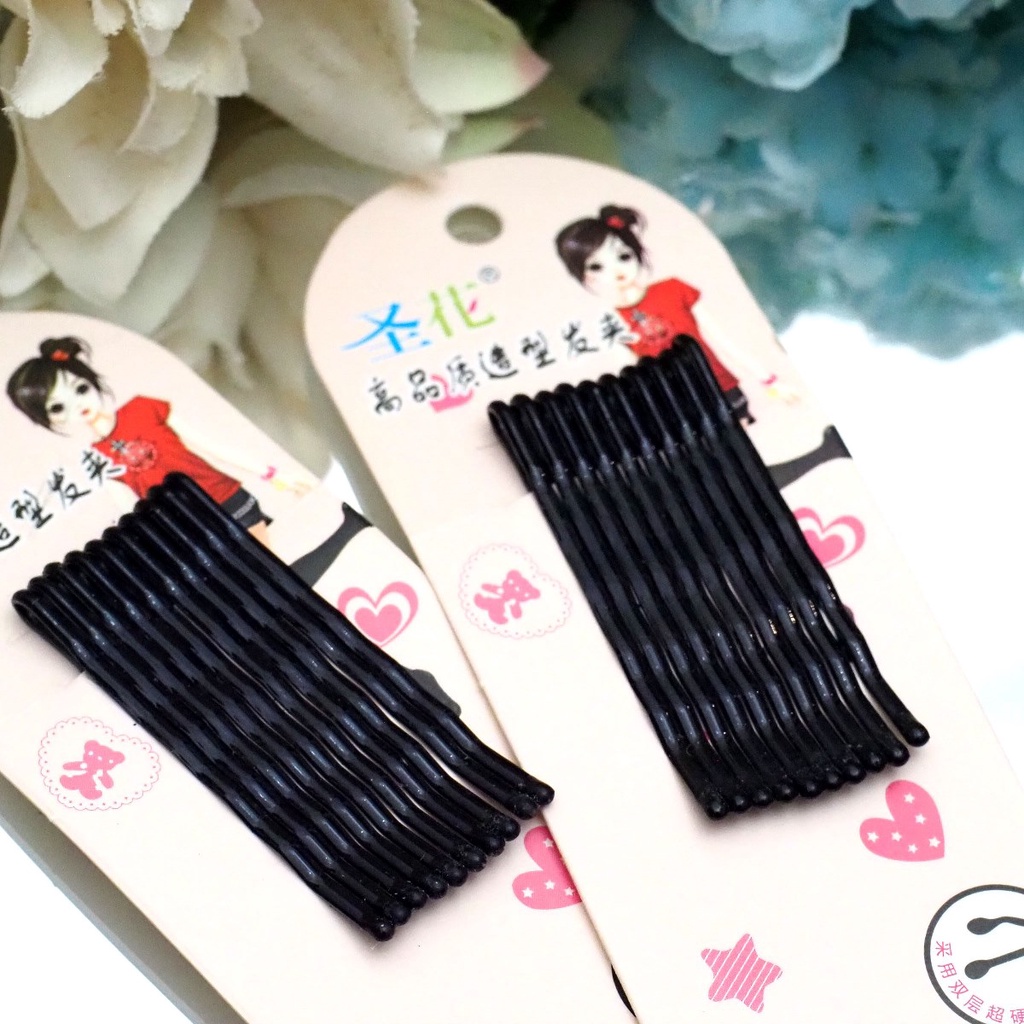 Jual Jepit Rambut Lidi SET ISI 10 PCS Bobby Pin Hitam Jepitan Sanggul ...