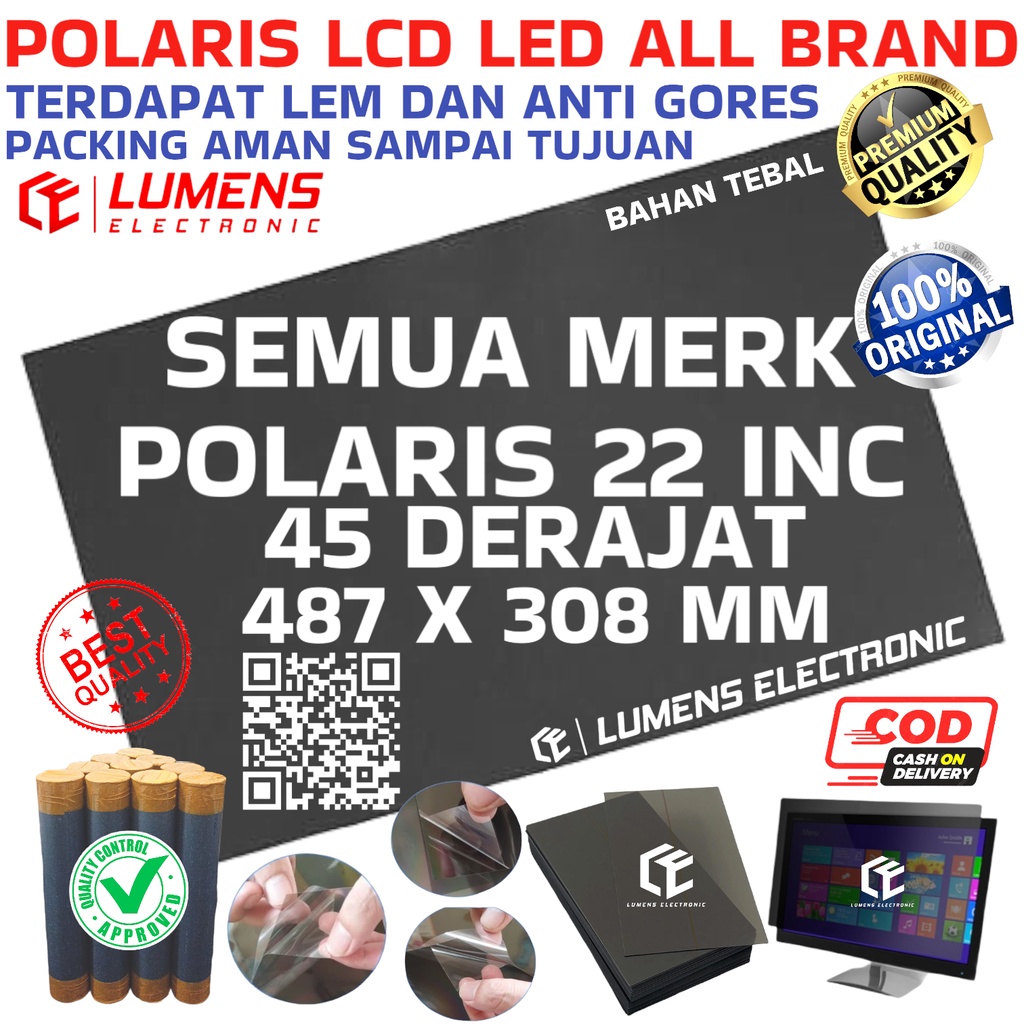 Jual POLARIS POLARIZER TV LCD 22 INC 45 DERAJAT LAPISAN DEPAN LUAR ...