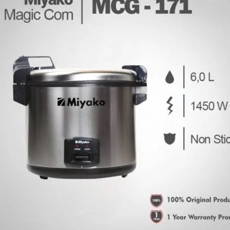 Jual MAGICOM WARMER PLUS MIYAKO MCG 171 / RIce cooker GARANSI RESMI ...