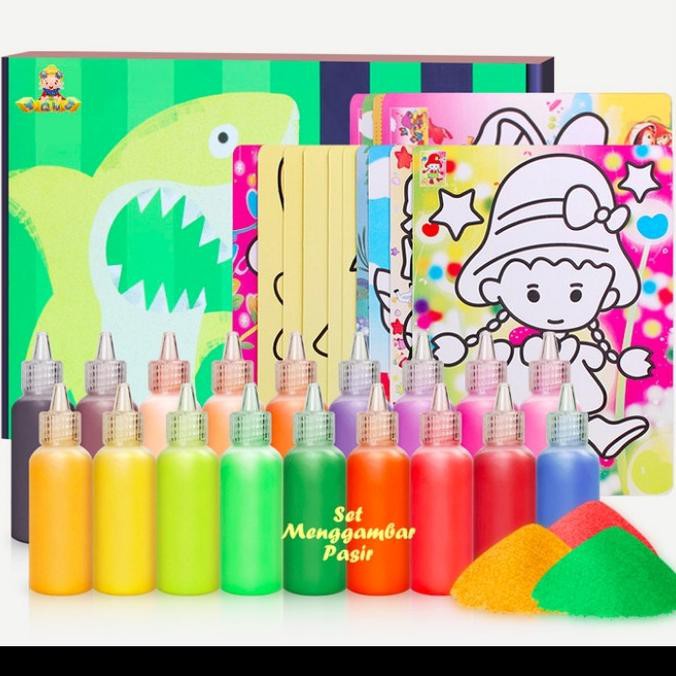 Jual Sand Painting Set Menggambar Pasir Isi18 Warna Pasir + 30 Gambar