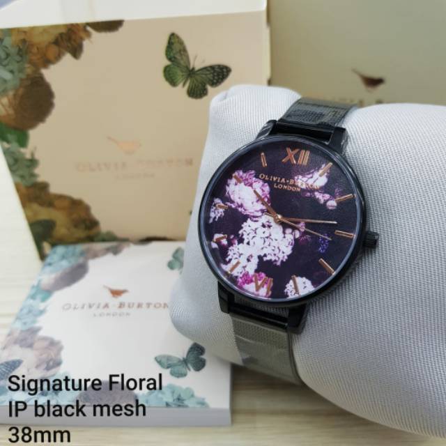 Jual Signature floral IP black mesh olivia burton original 38mm jam tangan wanira garansi 1tahun Shopee Indonesia