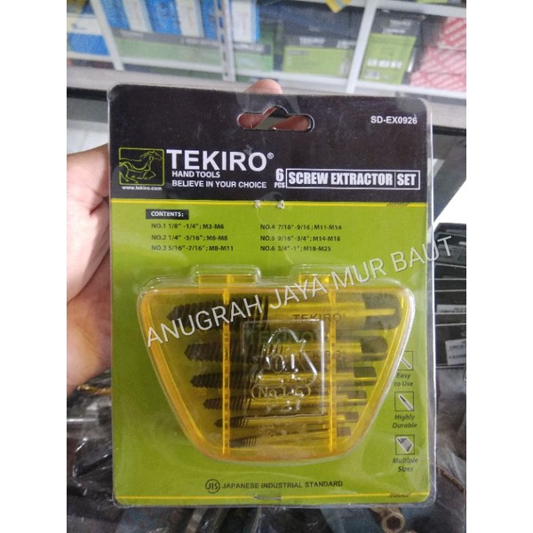 Jual Tekiro Tap Balik Pengeluar Baut Screwdriver Extractor Set Isi