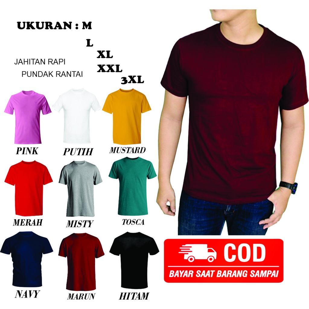 Jual KAOS POLOS DEWASA COTTON COMBED 30S TERMURAH | Shopee Indonesia