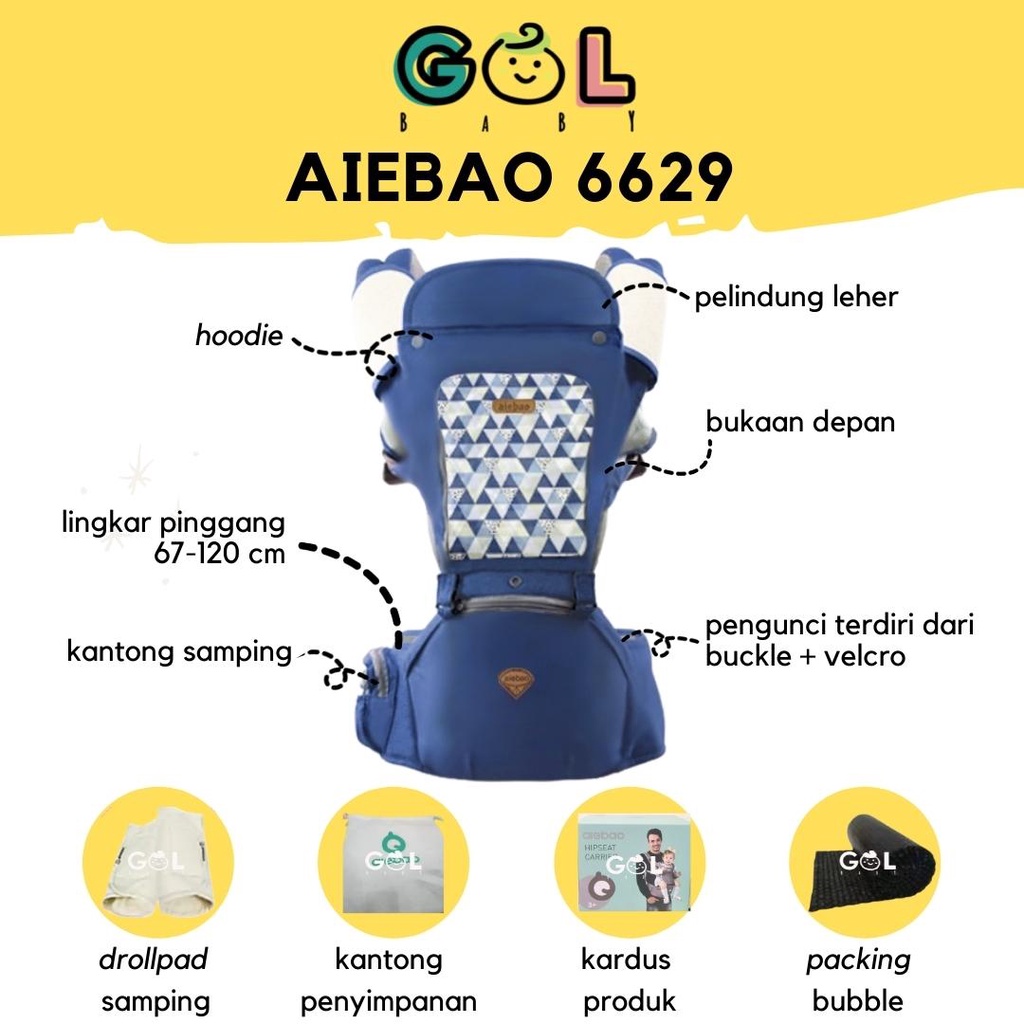 Jual Aiebao Diamond 6629 Gendongan Bayi Baby Hipseat Hip Seat Carrier 6608 6609 6612 6618 6626 6627 Shopee Indonesia