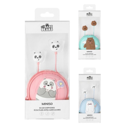Jual MINISO X WE BARE BEARS! WBB EARPHONE with free case