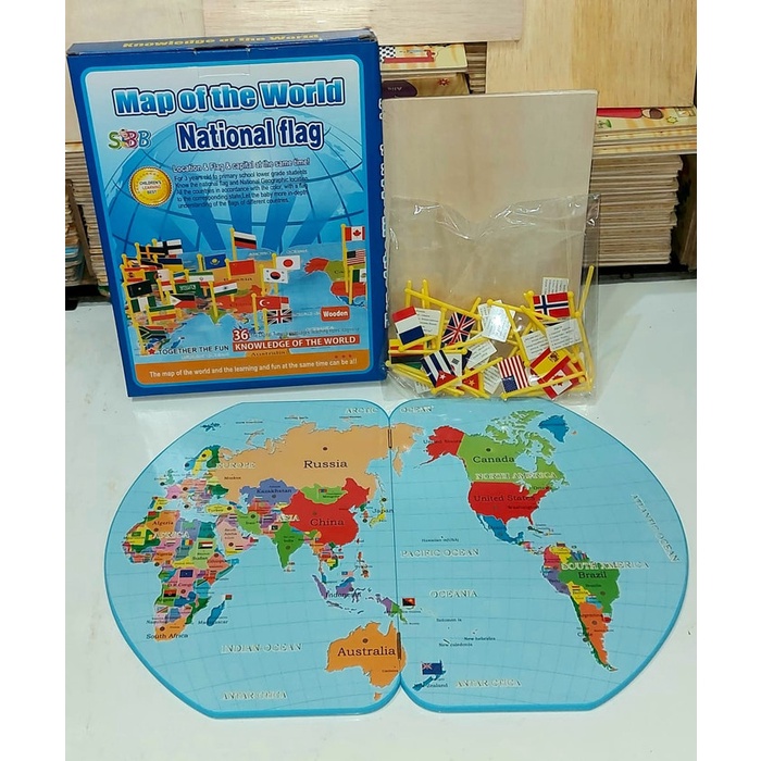 Jual Map of the world - mainan edukasi anak - knowledge of the worlds ...