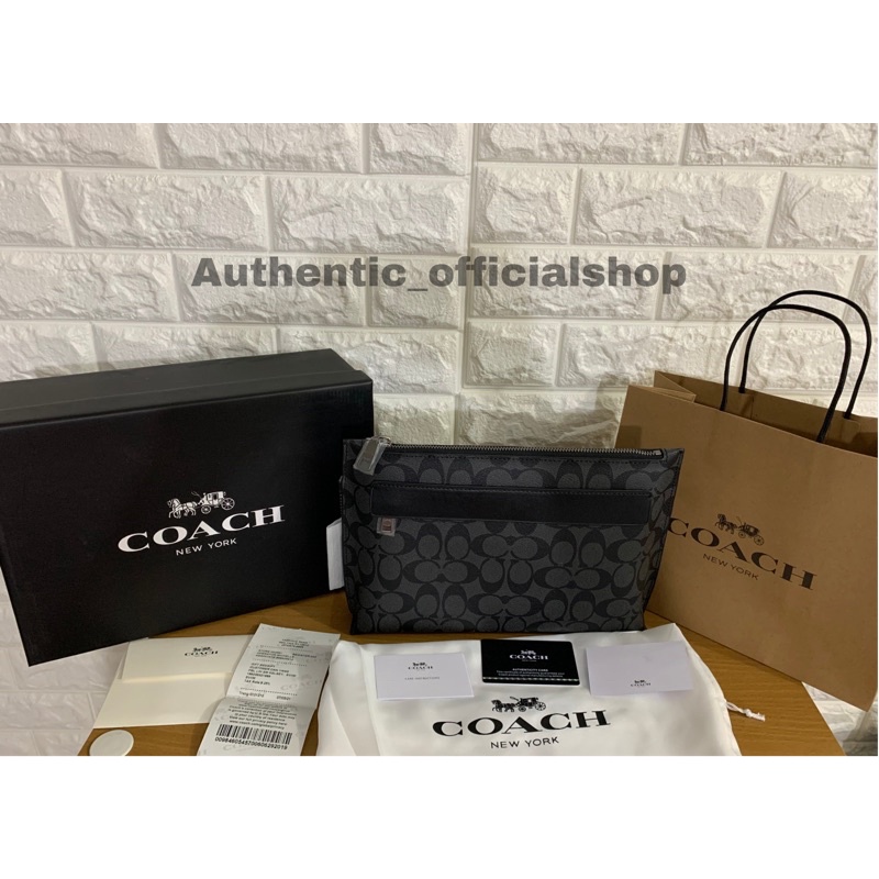 BEST SELLER Tas Clutch Coach Pria Signature Black Original 100 Authentic