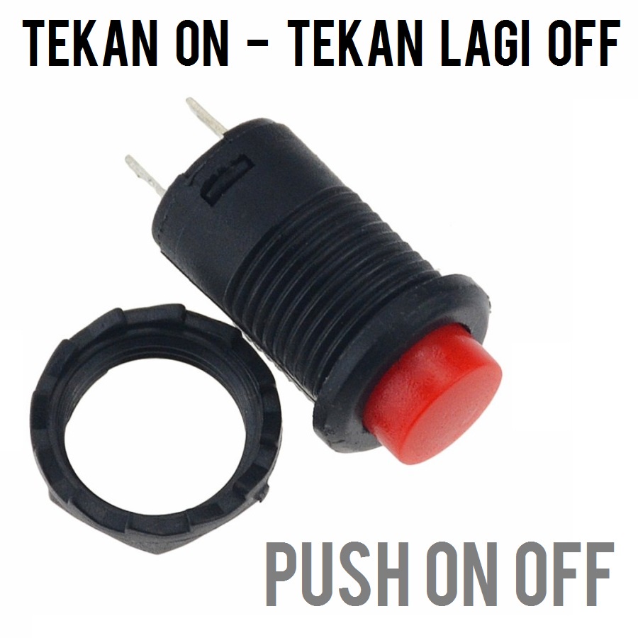 Jual RAK 3A SAKLAR WARNA SWITCH PUSH ON OFF BULAT 12v 24 Volt 2 Pin ...