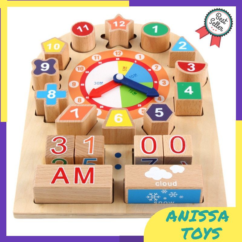 Jual Mainan Edukasi Anak Laki Laki Perempuan New Wooden Toy Calendar ...