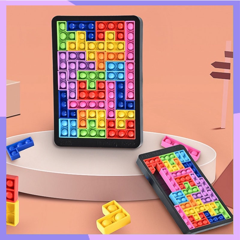 Jual Pop it dadu Mainan Game Building Block Pop It tetris 26 pcs Pop It