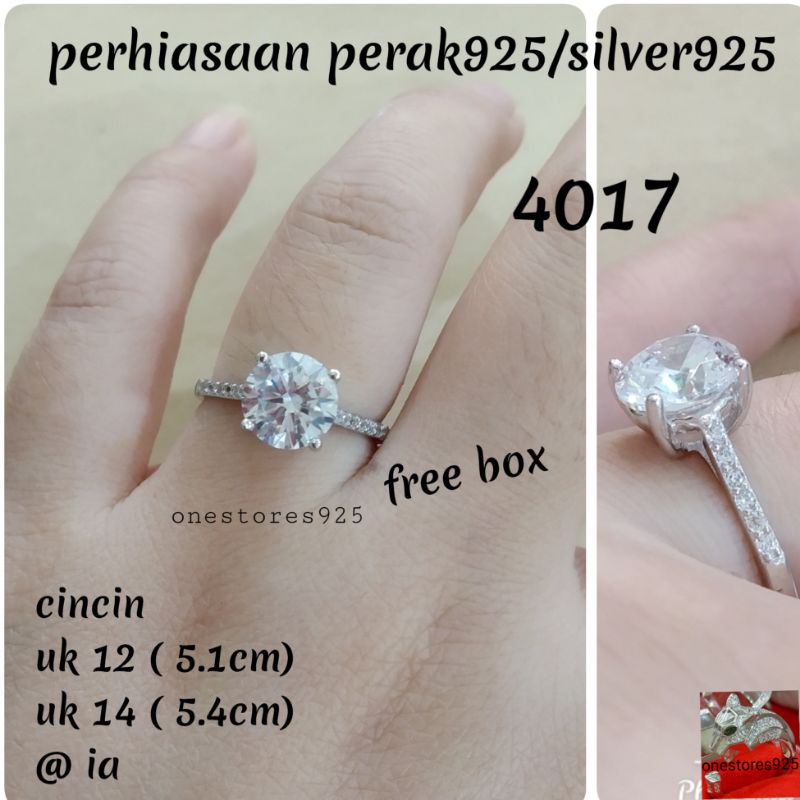 Jual Cincin Mata Satu Perak Asli Silver 925 Lapis Emas Putih 4017