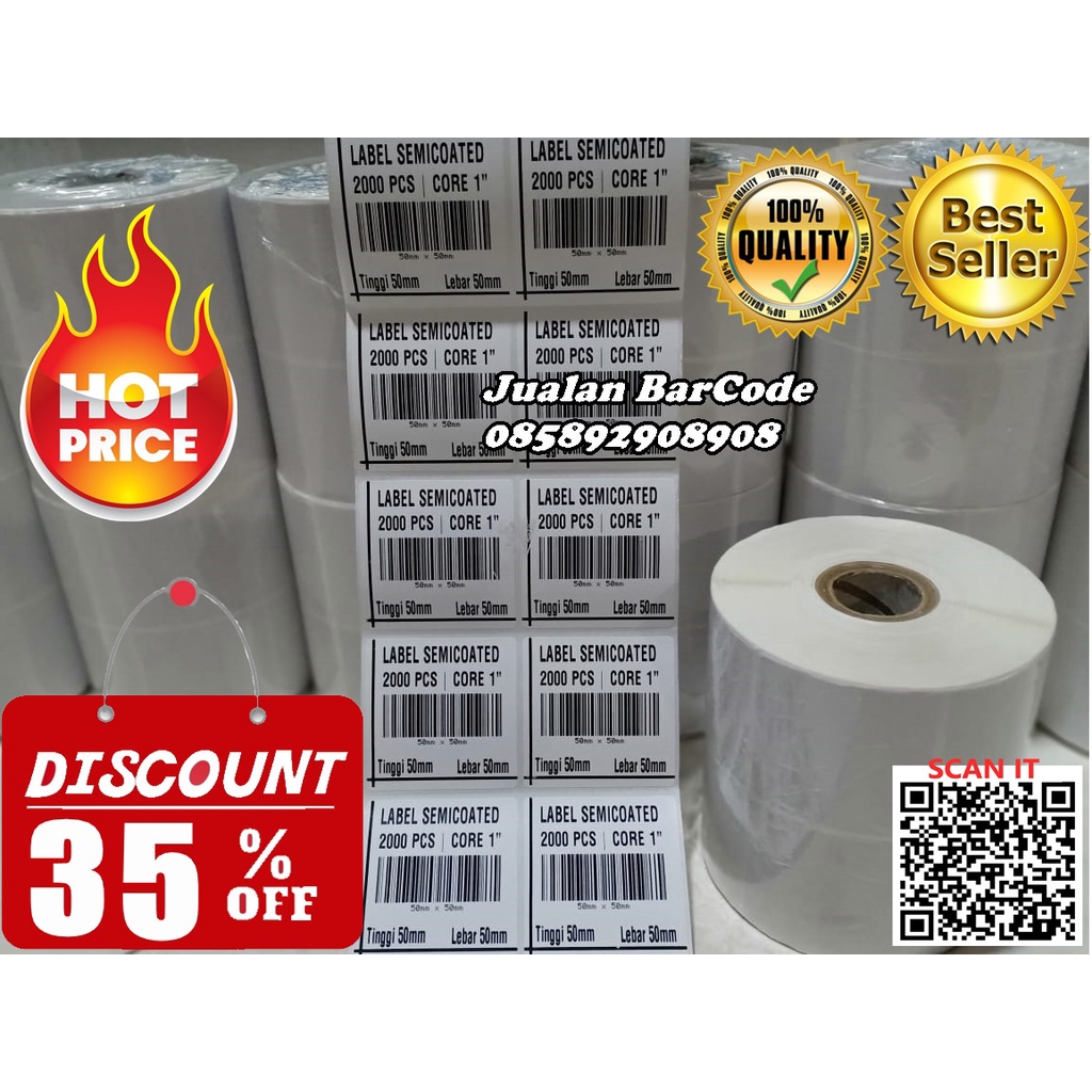 Jual STIKER LABEL SEMICOATED | SEMICODE | SEMICOT 50 x 50 | 50x50 | 5cm ...