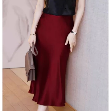 MDLV ~ 7884 Genevieve Midi Skirt Premium Women Satin Skirt Rok Midi Satin Rok Premium Rok Satin